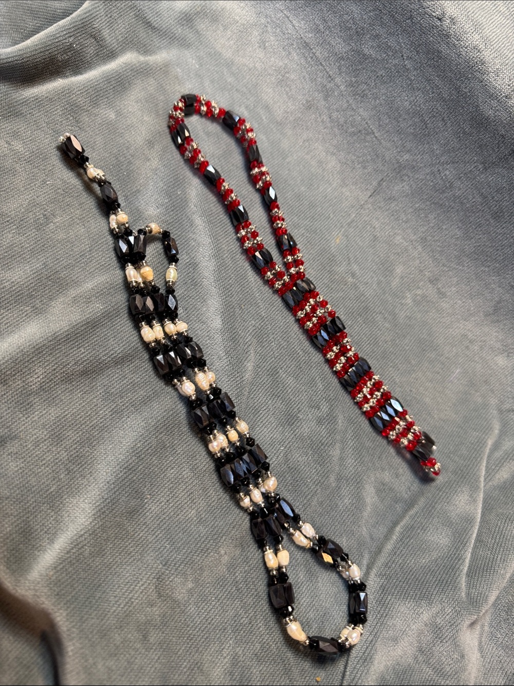 Vintage 1990 red black and white magnetic necklaces or bracelets – versatile!